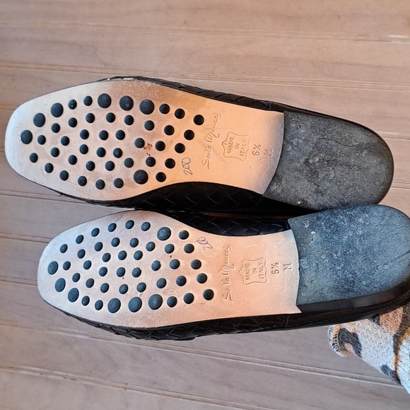 Sesto Meucci Italian Woven Leather Beaded Basket Maya Kiltie Flat Mules - Picture 5 of 8